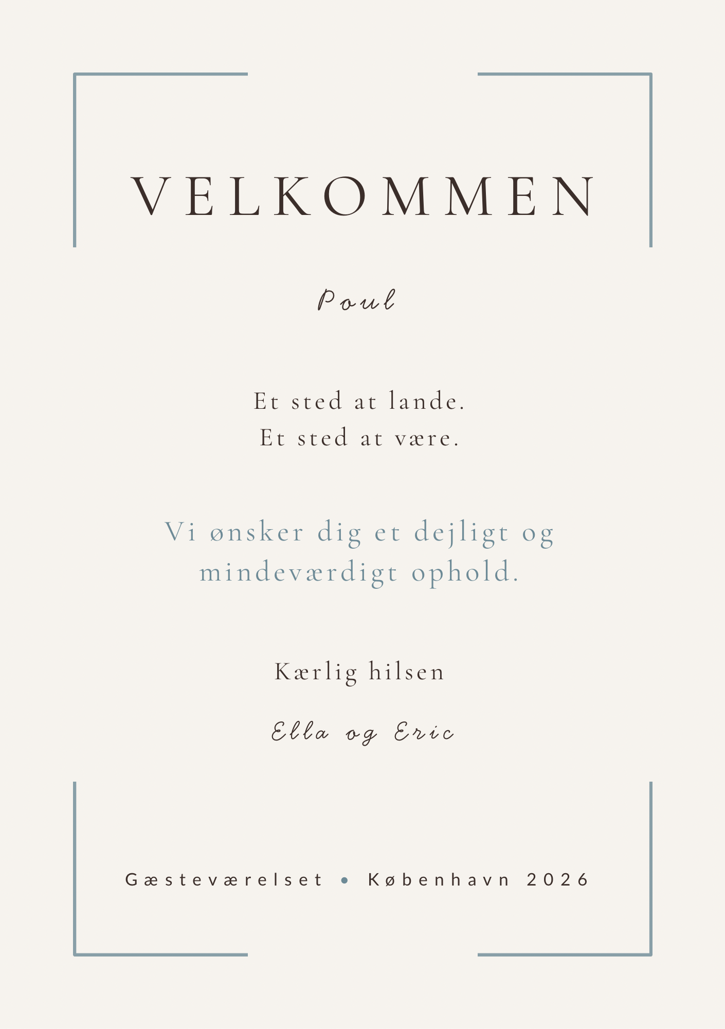 Velkomstkort