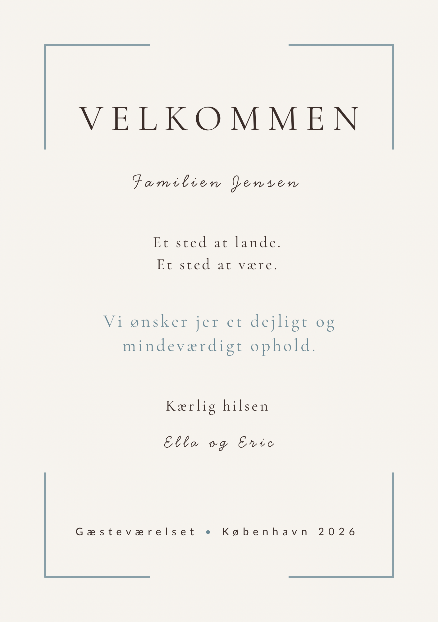 Velkomstkort